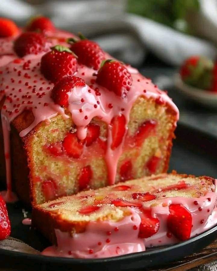 Strawberry Pound Cake with Strawberry Glaze - CYSSERO