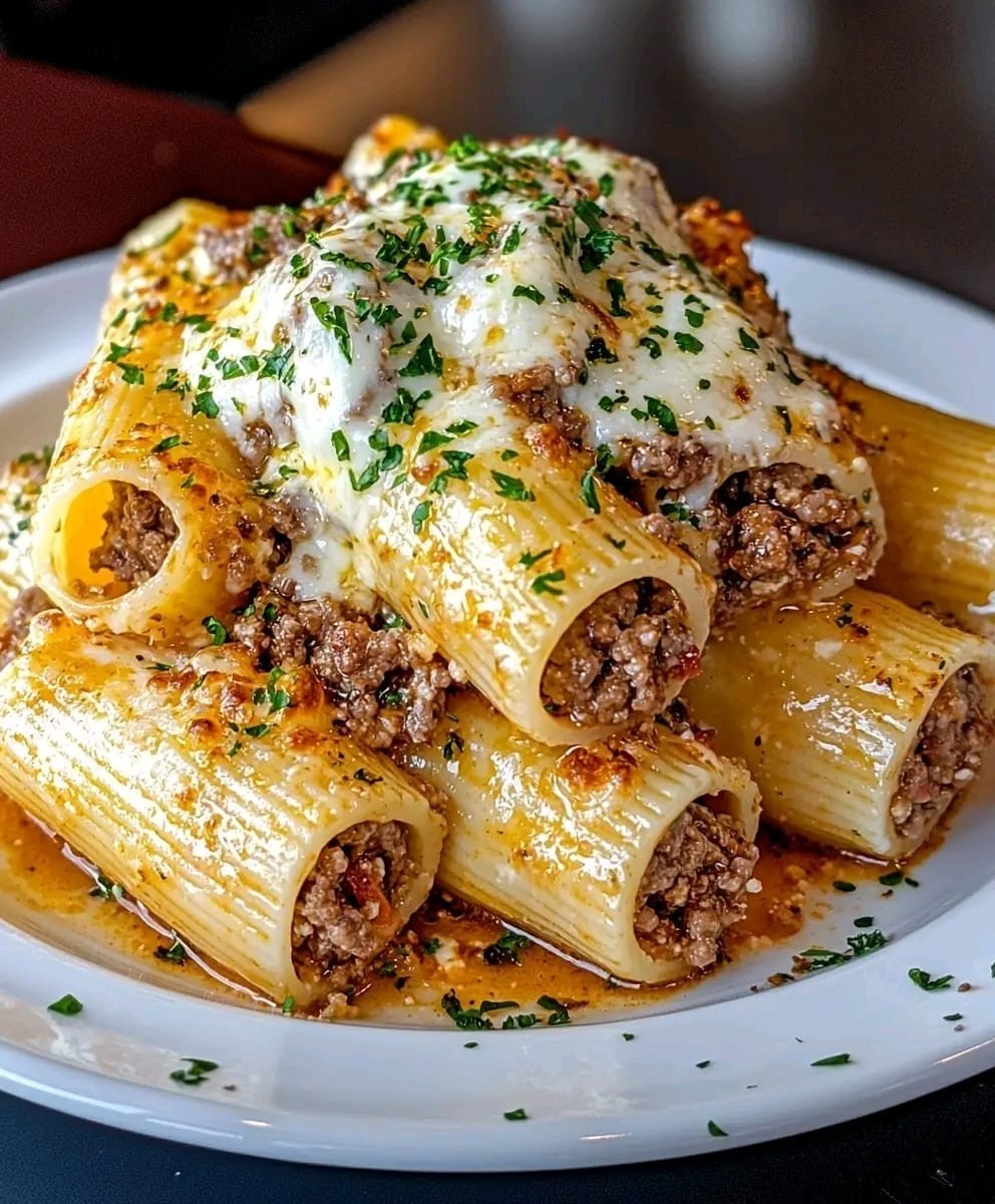 Stuffed Rigatoni with Meat Sauce and Cheese - CYSSERO