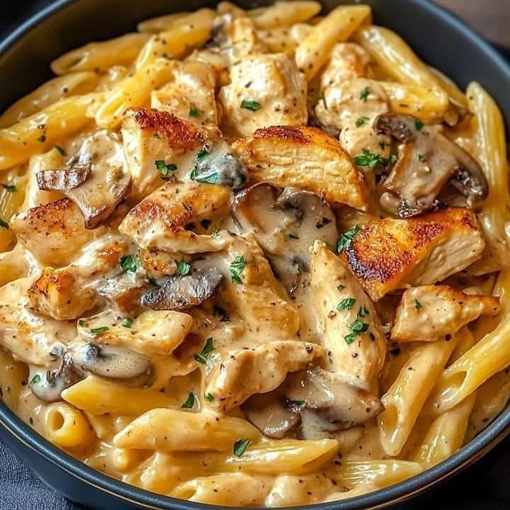 Creamy Chicken and Mushroom Penne Pasta - CYSSERO
