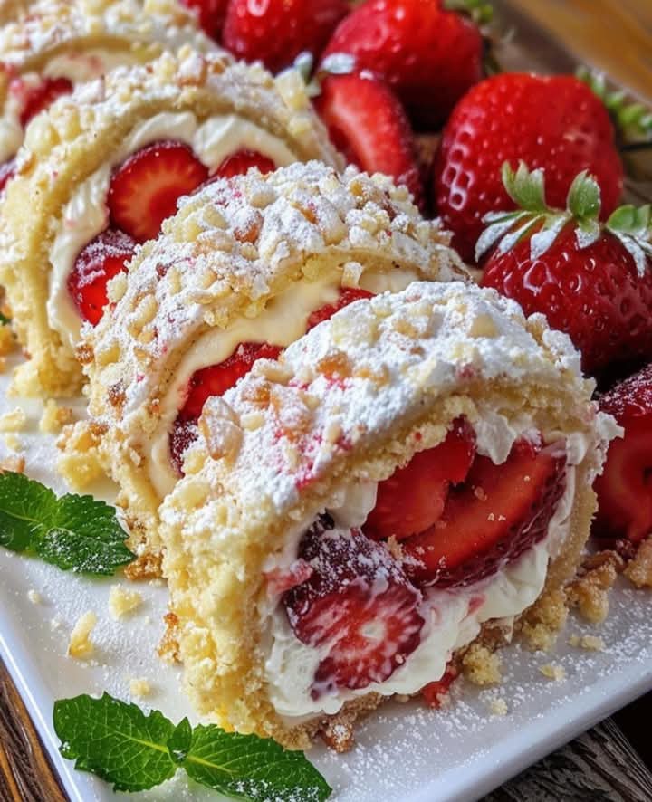 Log Roll Raspberry Shortcake Strawberry Shortcake Roll Cake - CYSSERO