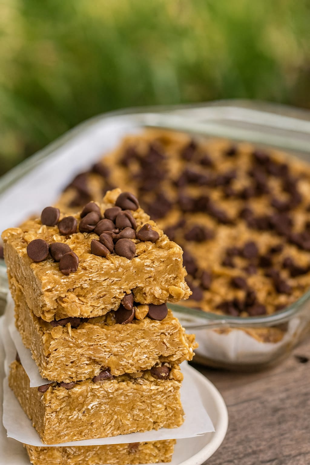 No-Bake Peanut Butter Oatmeal Bars with Chocolate Chips - CYSSERO