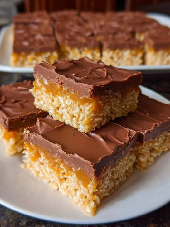 Chocolate Caramel Rice Krispie Bars - CYSSERO